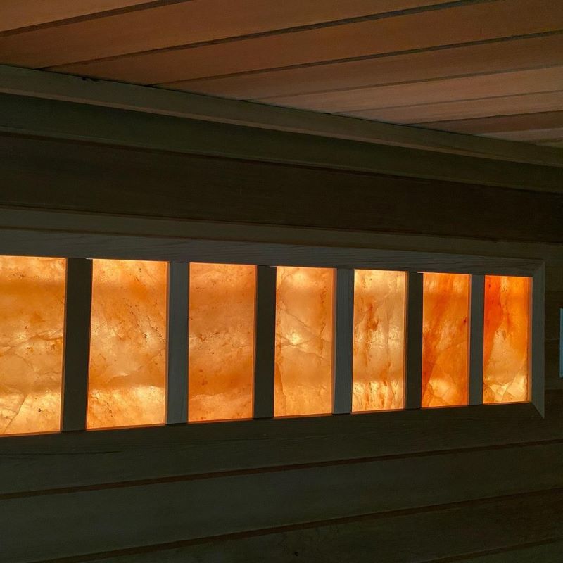 SaunaCore Custom Sauna Interior SIngle Line of Salt Lights