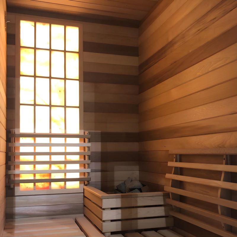 SaunaCore Custom Sauna Interior Himalayan Salt Wall