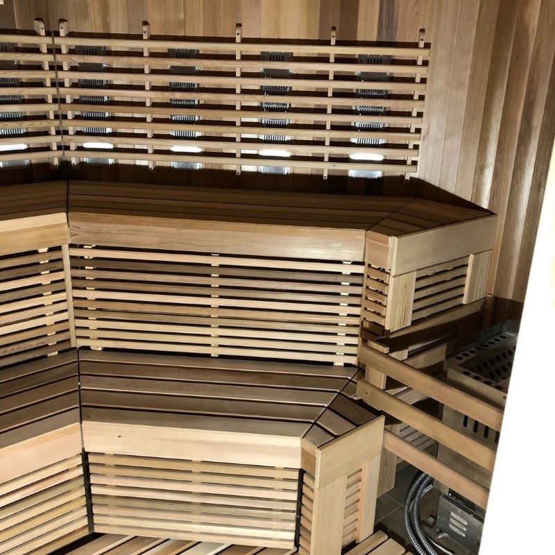 SaunaCore Custom Sauna Interior Angled Bench