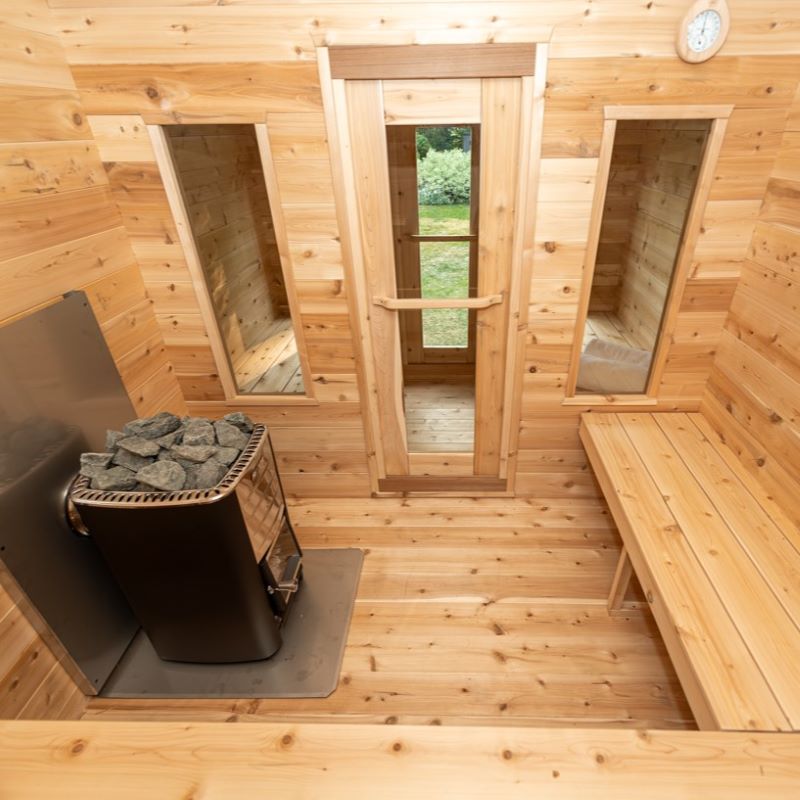 LeisureCraft Georgian Cabin Sauna with Changeroom interior (front)